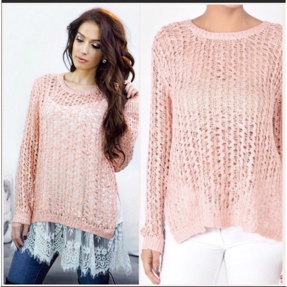 MOVING SALE💋CROCHET BLUSH SWEATER 🌷 - Picture 3 of 6